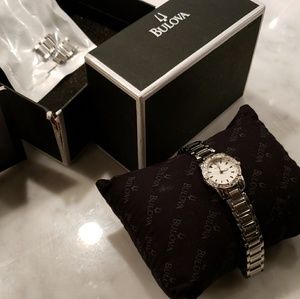 (SOLD) Bulova stainless steel diamond accent watch